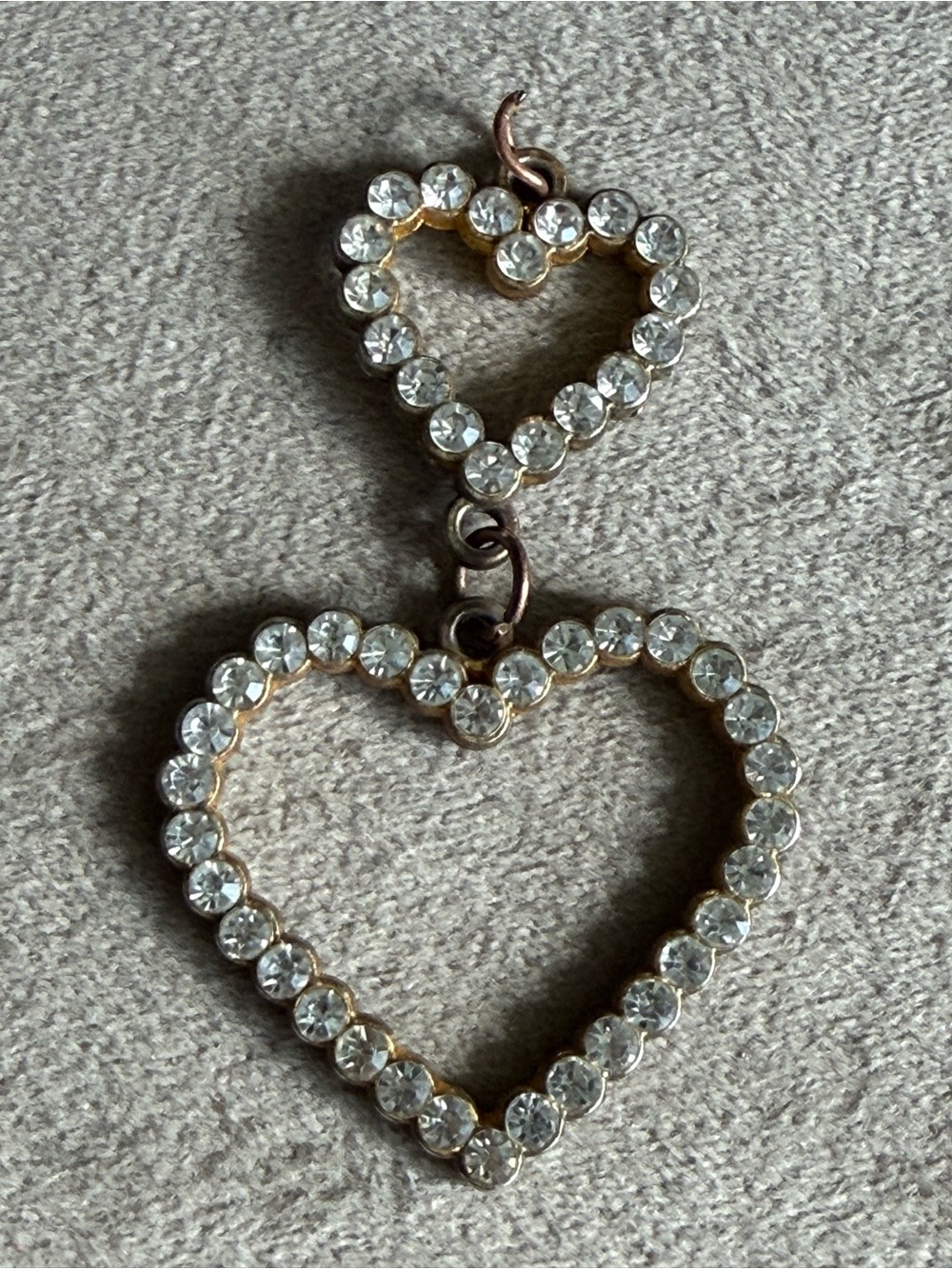 Crystal Heart Drop pendant - Clear Rhinestone Hearts